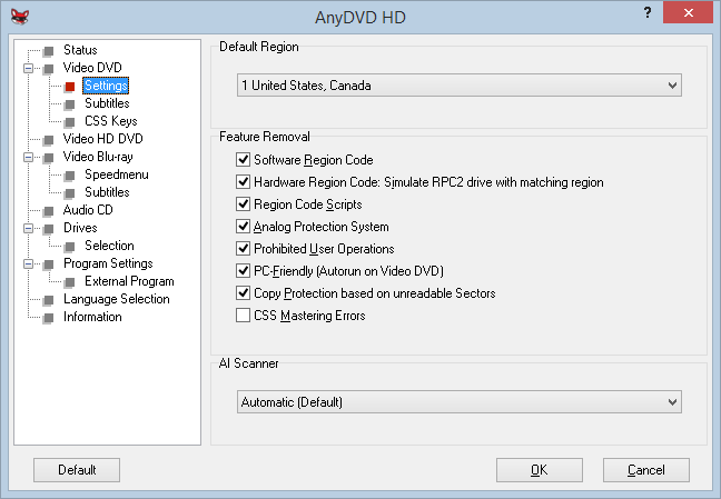 Video DVD Navigation Settings