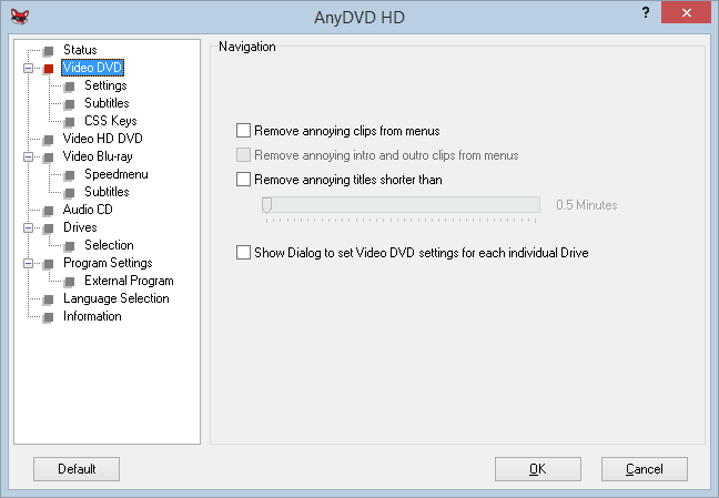 Video DVD Settings